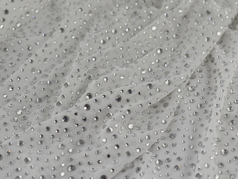 MAGLINA ELASTICA BIANCA DI TULLE CON STRASS CRYSTAL