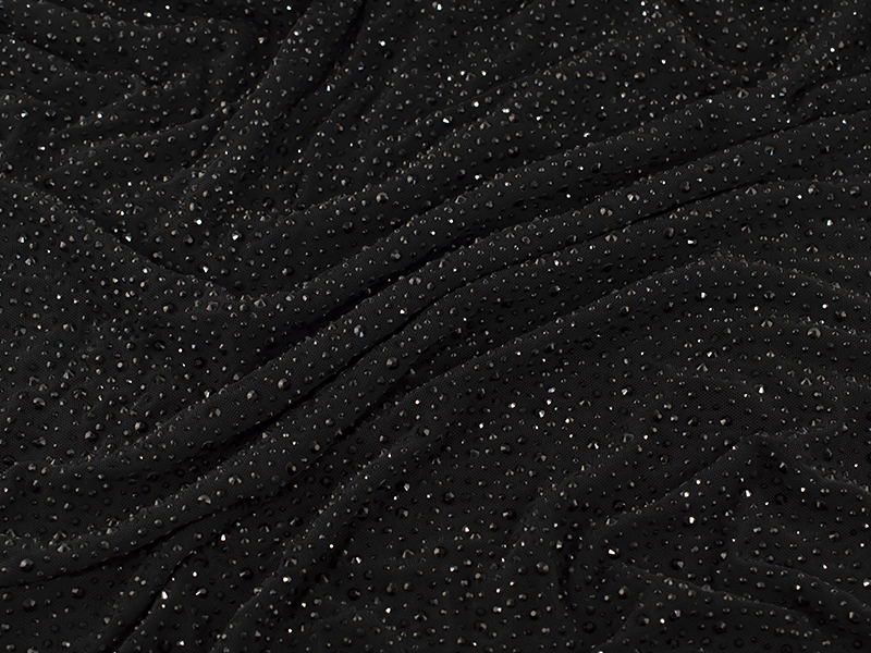 MAGLINA ELASTICA NERA DI TULLE CON STRASS JET